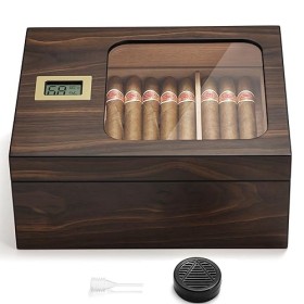 LEACHOI Cave à cigares faite à la main, armoire à cigares, humidificateur et noyau de cèdre, séparateur et hygromètre, cadeau