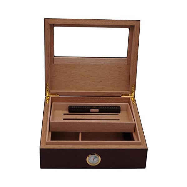 GERMANUS Humidor Cave à Cigares Heinrich avec hygromètre et Humidifier et Manuel GERMANUS Brune, 237