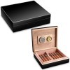 CIGARLOONG Humidor Bois de Cèdre Petite Boîte de Bureau avec Hygromètre et Humidificateur Peut contenir 20 cigares Noir 