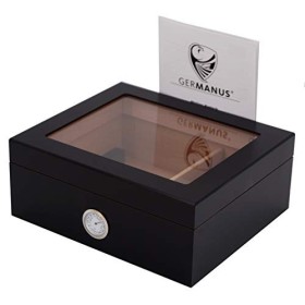 GERMANUS Humidor « Black Beauty » Cave à cigares pour Environ 50 cigares, Noire