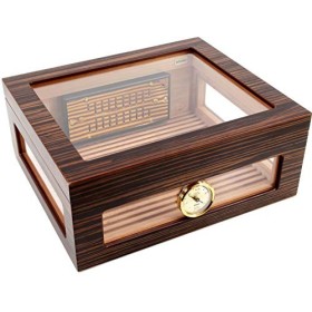 Adorini Humidor Treviso - Deluxe | Le Stockage de cigares de Haute qualité avec Couvercle en Verre, placage débène de Haute 