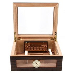 Adorini Humidor Treviso - Deluxe | Le Stockage de cigares de Haute qualité avec Couvercle en Verre, placage débène de Haute 