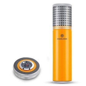 CIGARLOONG Humidificateur de voyage scellé en acier inoxydable à tube de avec humidificateur Couleur:Jaune 