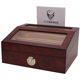 GERMANUS Humidor Cave à Cigares 224, Heinrich avec hygromètre et Humidificateur Manuel GERMANUS, Brune
