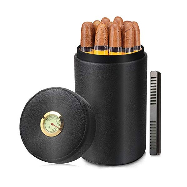 Pot de cave à cigares Scotte, étui à cigares portable en bois de cèdre en cuir