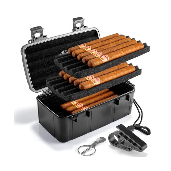 Marvero Humidor Cigare Cave à cigares Faite à la Main avec hygromètre pour 150 cigares, boîte à cigares doublée de cèdre Espa