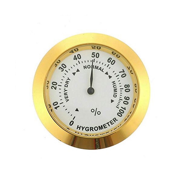 GeKLok Hygromètre à cigare, hygromètre analogique, hygromètre de précision rond en verre pour boîte à cigares, armoire à ciga