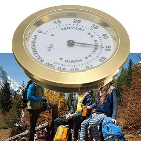 GeKLok Hygromètre à cigare, hygromètre analogique, hygromètre de précision rond en verre pour boîte à cigares, armoire à ciga