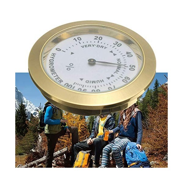 GeKLok Hygromètre à cigare, hygromètre analogique, hygromètre de précision rond en verre pour boîte à cigares, armoire à ciga