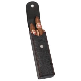 adorini Étui à cigares en cuir pour 2 cigares noir, coutures rouges