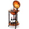 Giantex Bar Globe Terrestre avec 3 roulettes,Porte-Bouteille Globe Terrestre Mappemonde Support en Bois,Chariot de Bar Vintag