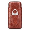 CIGARLOONG Étui à en Cuir, 3 tubes de voyage portable cave avec Coupe en Acier Inoxydable Marron 