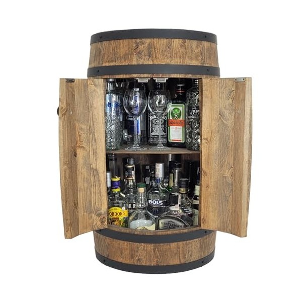 Weeco Bar tonneau en bois avec double porte, armoire à boissons, étagère à vin, table à vin