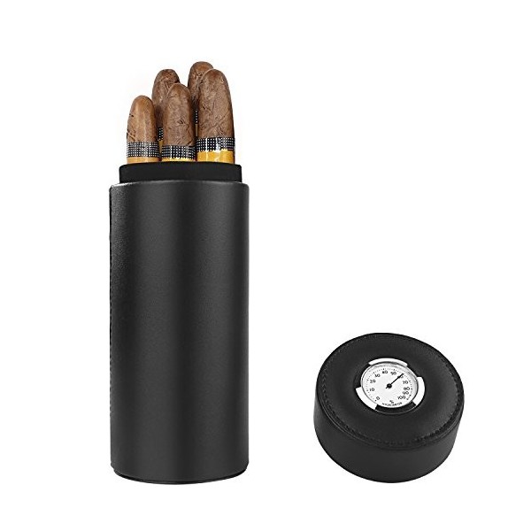 Ipay cigare, cèdre bois doublé voyage portable cuir cigare Humidor avec humidificateur Marron 