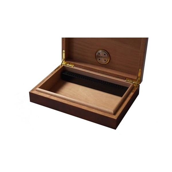 GERMANUS Humidor à cigares pour Voyage, canapé ou terrasse en Marron avec du Bois de cèdre, Un humidificateur et Un hygromètr