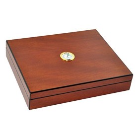 Eitida Cave à cigares de Bureau pour 20 cigares - Verre trempé Fait à la Main - avec Bois de cèdre - Humidificateur - Herméti