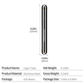CIGARLOONG Simple Tube étanche à lair en Acier Inoxydable 55 Anneaux Brillant Humidor