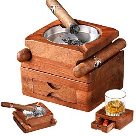 Mumisuto Cendrier à Cigares, Cigare Cendrier en Bois, Fente pour Tenir le Cigare Repose-Cigares Fumer Accessoires Cendrier Ca