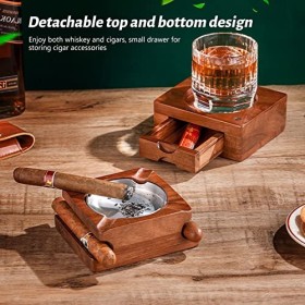 Mumisuto Cendrier à Cigares, Cigare Cendrier en Bois, Fente pour Tenir le Cigare Repose-Cigares Fumer Accessoires Cendrier Ca
