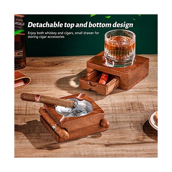 Mumisuto Cendrier à Cigares, Cigare Cendrier en Bois, Fente pour Tenir le Cigare Repose-Cigares Fumer Accessoires Cendrier Ca