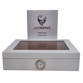 GERMANUS Humidor Cave à cigares Mensalla R avec Hygromètre et Humidifier et Manuel Blanc