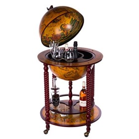 Géant Bar Ouvert Chariot 45043, avec bois deucalyptus piliers, massif dans Antique Rouge Marron, 120&nbsp;cm de haut et 61&nbsp;cm de 