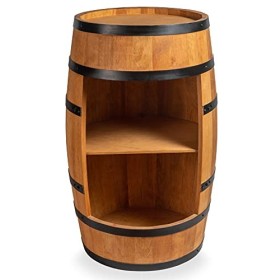 Mini étagère Ronde en Forme de tonneau de vin - avec Alcool - Étagère à Bouteilles en Bois - Décoration - Baril en Bois - pou