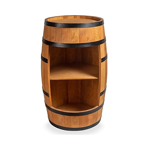 Mini étagère Ronde en Forme de tonneau de vin - avec Alcool - Étagère à Bouteilles en Bois - Décoration - Baril en Bois - pou