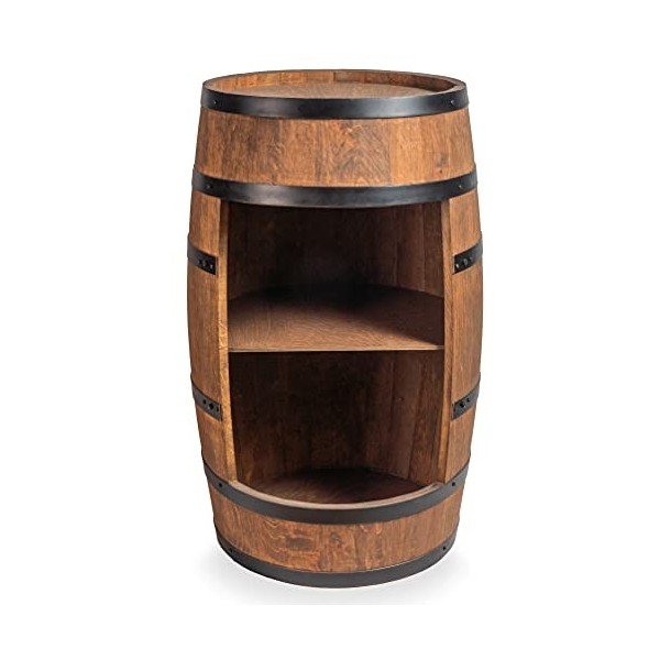 Mini étagère Ronde en Forme de tonneau de vin - avec Alcool - Étagère à Bouteilles en Bois - Décoration - Baril en Bois - pou