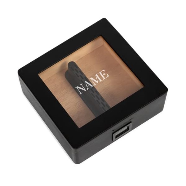 CASE ELEGANCE MAG Humidor, dessus en verre avec joint magnétique, stockage pour 20-30 cigares, noir mat avec matériel noir po