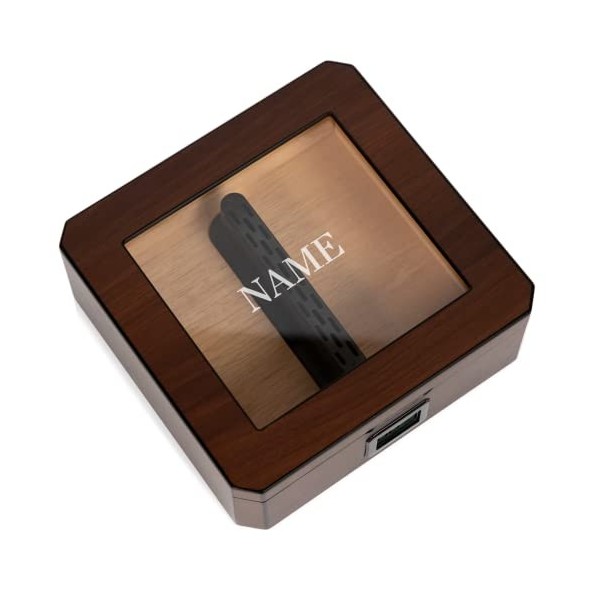 CASE ELEGANCE MAG Humidor, dessus en verre avec joint magnétique, stockage pour 20-30 cigares, noir mat avec matériel noir po