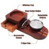 Crefun CK2631 Cendrier à cigares en bois pour homme Accessoires à whisky Coffret cadeau Décoration pour la maison Bureau avec