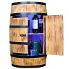 Creative Cooper Casier Porte-vin en Bois avec Porte LED RGB - Armoire à Alcool - Étagère à Bouteilles - Meuble - Baril - 80 c