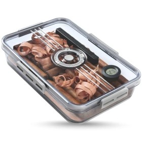 WoodElric Tupperware Cave à cigares hermétique avec accessoires inclus en papier cèdre espagnol, humidificateur, hygromètre, 