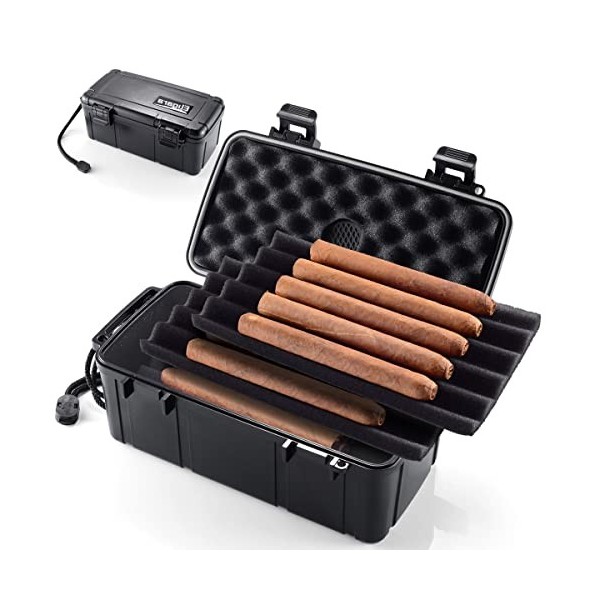 Eligara Cave à cigares de voyage avec disque humidificateur - Étanche, hermétique, durable et incassable - Peut contenir jusq