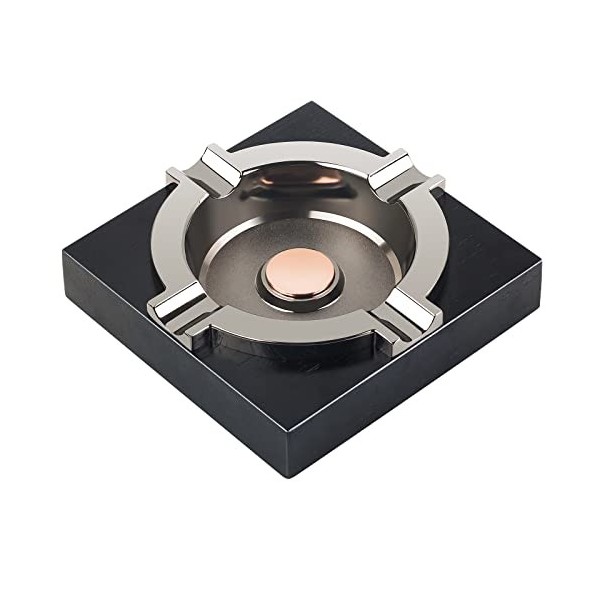 OILP Cendrier à cigares, cadeau cool pour fumeurs à cigares, plateau en métal avec base en bois massif pour la maison/bureau/