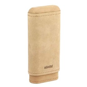 Adorini étui en Cuir étui à cigares en Cuir véritable pour 2-3 cigares en Brun - suède - bordée de Bois de cèdre Espagnol