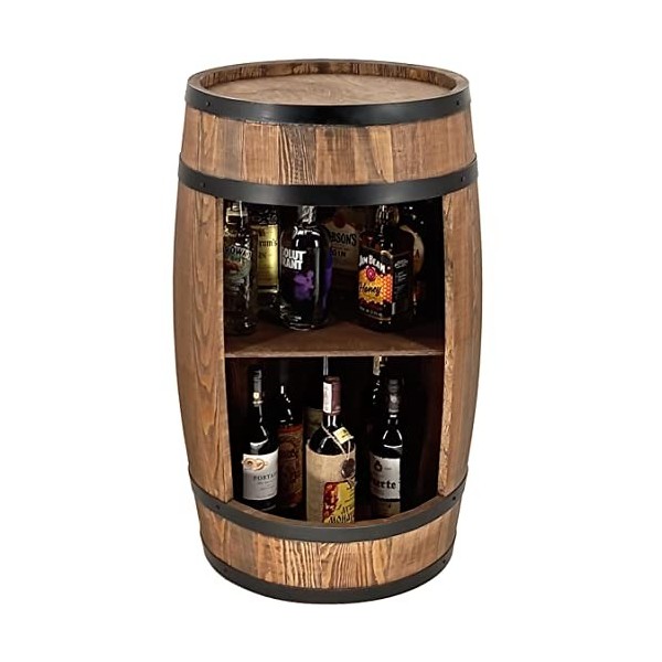 Tonneau en Bois Decoration - Armoire Bar Meuble Rangement Bouteille Alcool - Casier à Vin,Whisky, Bière et Boissons pour Salo