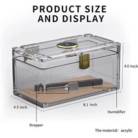 TISFA Cave à cigares en acrylique avec humidificateur et hygromètre, boîte à cigares de bureau pouvant contenir environ 15 à 