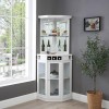 Home Source Meuble de bar dangle gris anthracite de 185,4 cm avec deux étagères en verre, casier à vin intégré, rangement po