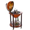 Birendy XXL 043RR Chariot de bar / bar à cocktails, à la forme du globe terrestre, colonne en bois massif deucalyptus, avec 