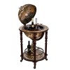 Birendy XXL 043RR Chariot de bar / bar à cocktails, à la forme du globe terrestre, colonne en bois massif deucalyptus, avec 
