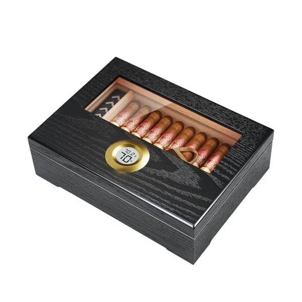 Puffaland Cave à cigares, Noir, 9.25 x 7 x 2.75 inch, Classique, raffiné et Fonctionnel