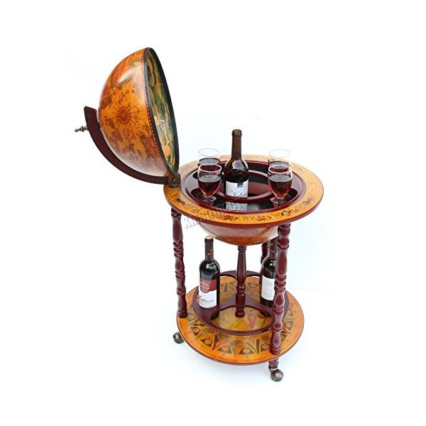 WestWood - Mini chariot-bar en forme de globe terrestre de style rétro - pour servir boissons et vin - 360 mm