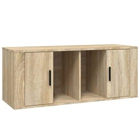 Higsose Meuble TV Salon Chêne Sonoma 100x35x40 cm Bois dingénierie Armoire Télévision Dessus Stable et Robuste Vitrine daff