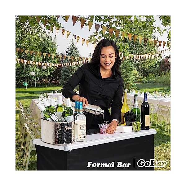 GoPong Table de Bar Portable avec étagère, 15 x 39 x 36 cm L x l x H , avec 3 Tabliers Avant et Sac de Transport, en Alumini
