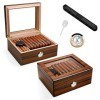 CIGARWONG Cave à cigares en cèdre espagnol pouvant contenir 30-50 cigares, boîte de bureau avec hygromètre et humidificateur