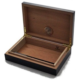 GERMANUS Humidor à cigares pour Voyage, canapé ou terrasse en Marron avec du Bois de cèdre, Un humidificateur et Un hygromètr