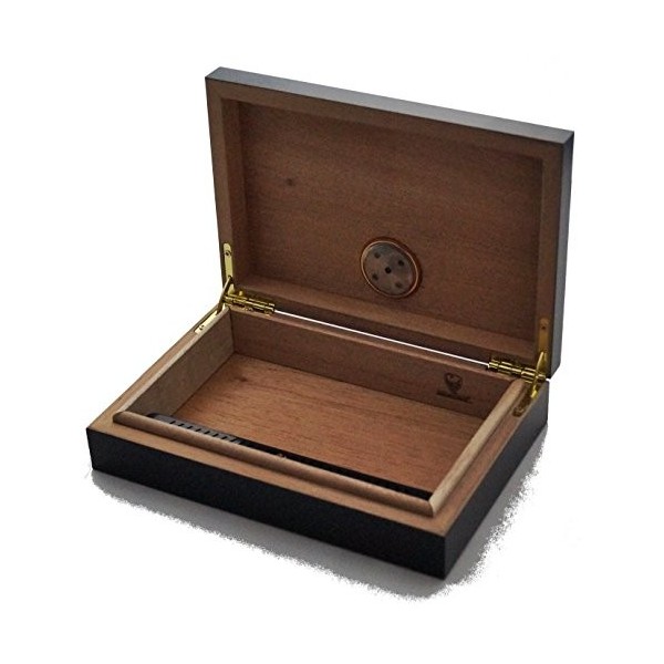 GERMANUS Humidor à cigares pour Voyage, canapé ou terrasse en Marron avec du Bois de cèdre, Un humidificateur et Un hygromètr