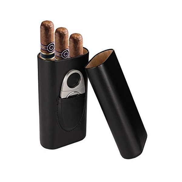Xinzistar Étui de protection en cuir pour cigares, pour 3 Noir